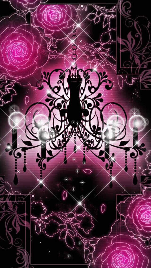 Pink And Black Gothic Chandelier Bling Phone Wallpaper