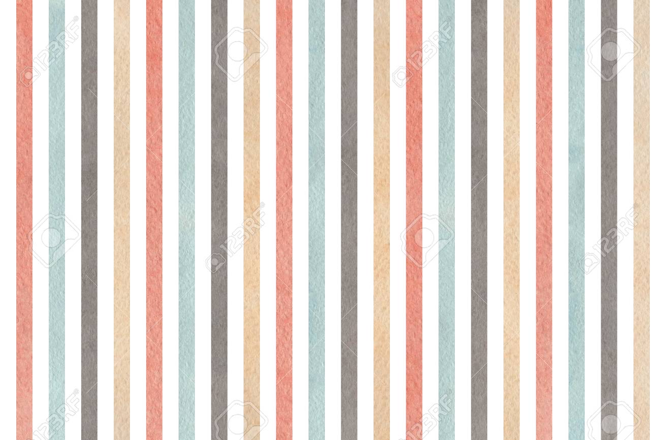 Watercolor Gray Pink Beige And Blue Striped Background Abstract