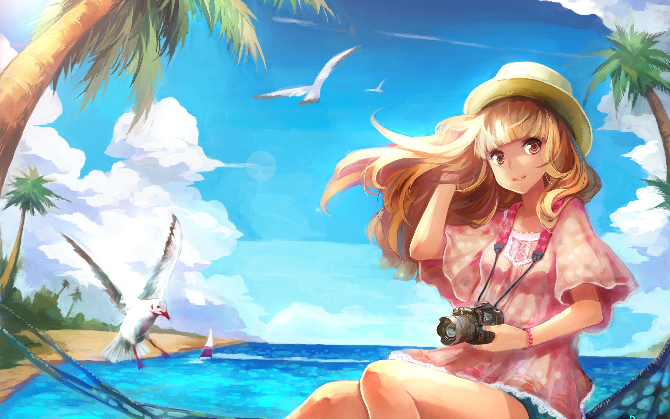 Anime Girl On The Beach Wallpaper