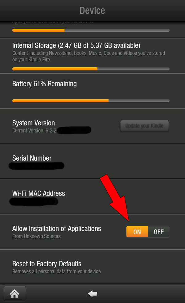 To install this application you will need to allow your Kindle Fire