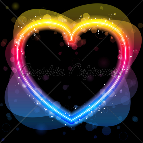 Rainbow Heart Border With Sparkles And Swirls Gl Stock Image