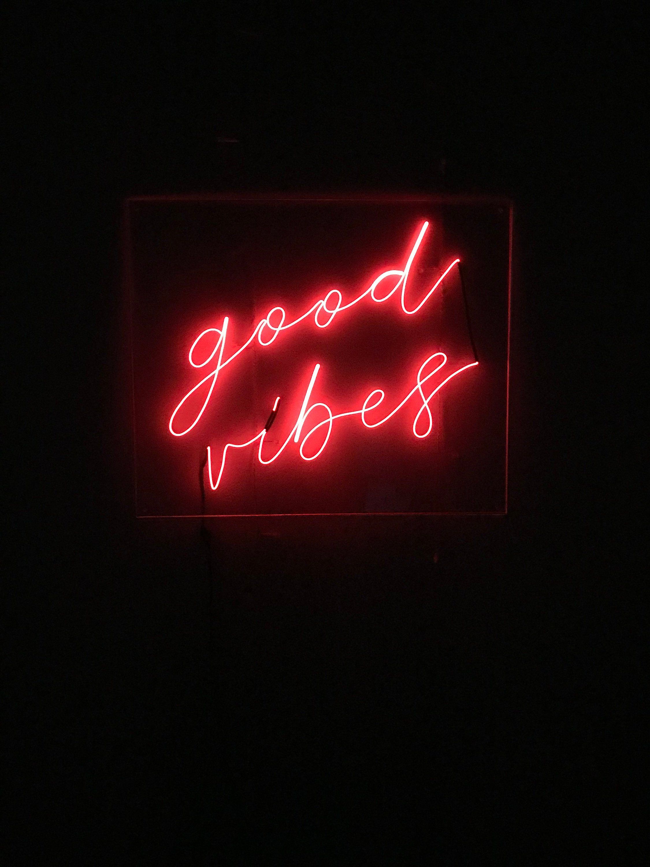 Good Vibes Neon Sign In X Custom Handmade Red And
