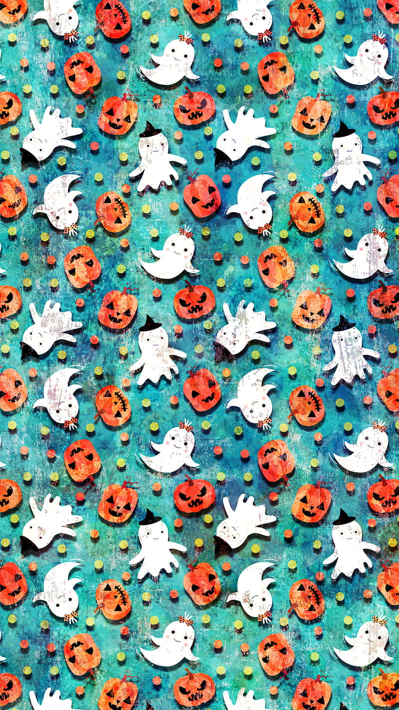 Cute Pumpkin iPhone Ghosts Wallpaper