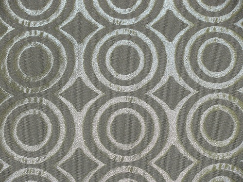 GORGEOUS TAN AND SILVER CIRCLE DESIGN UPHOLSTERY FABRIC 525 YD [f108
