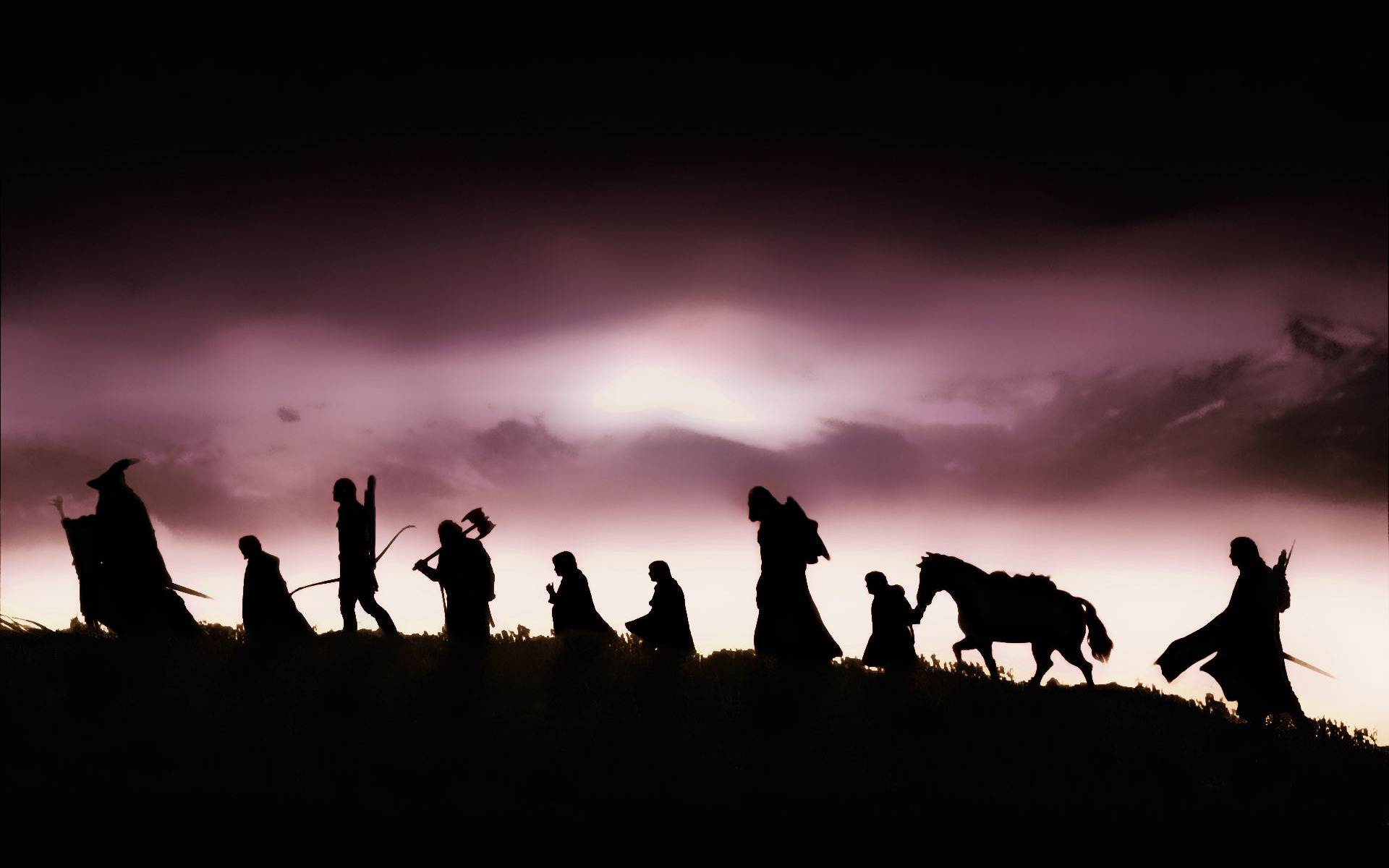 The Lord Of Rings Characters Silhouette Wallpaper
