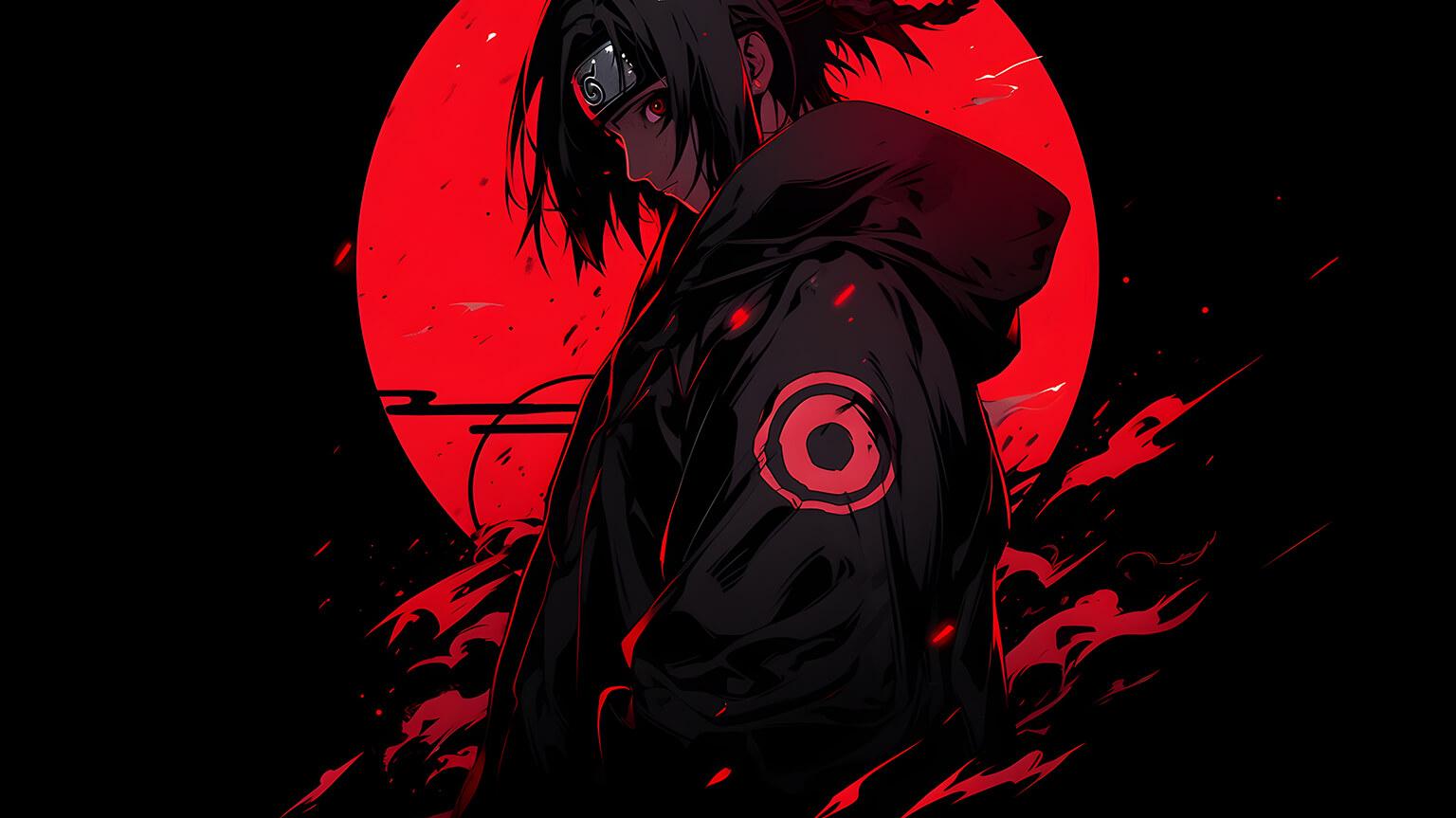 Naruto Itachi Uchiha Moon Desktop Wallpaper