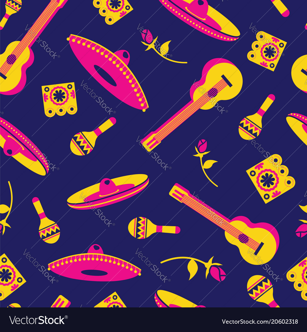 Mexican Culture Icon Seamless Pattern Background Vector Image
