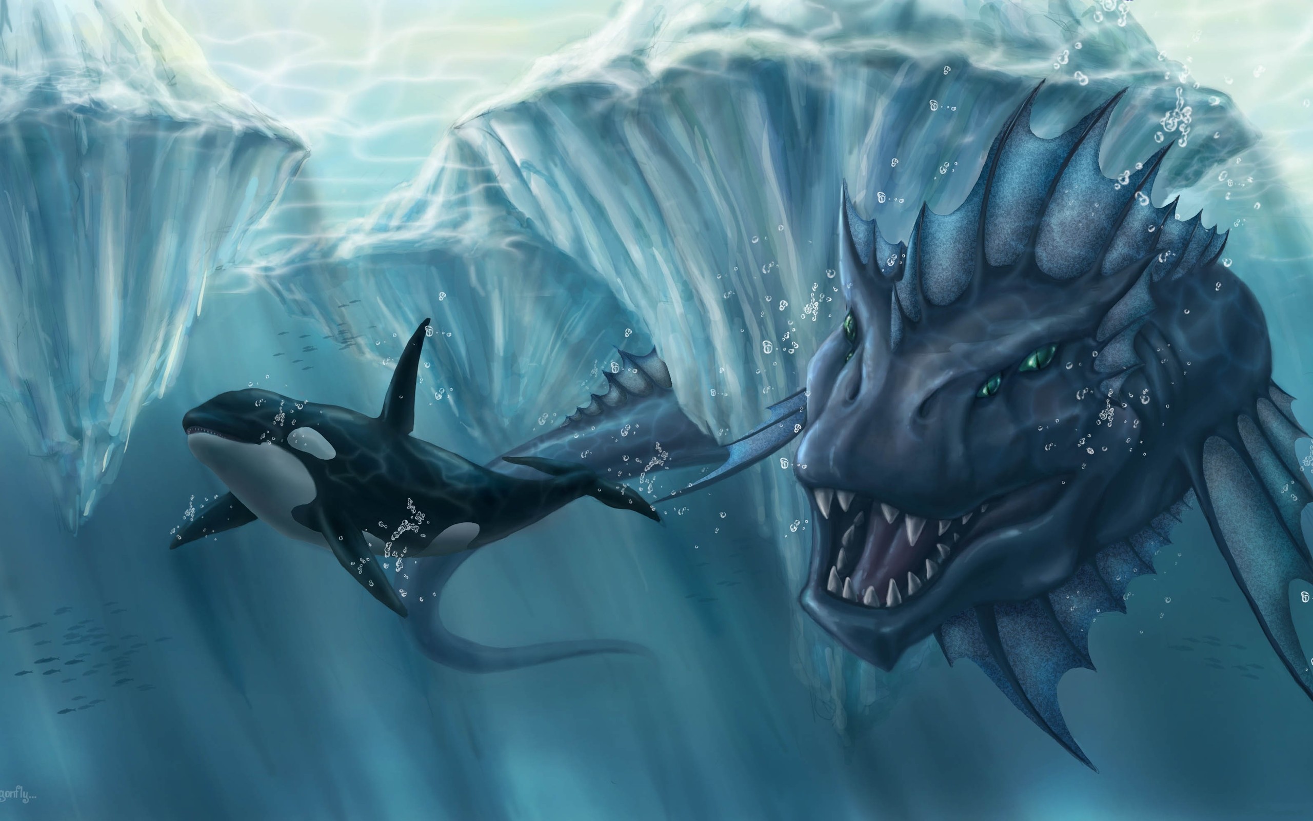 Sea Monsters Wallpaper Orca Artwork