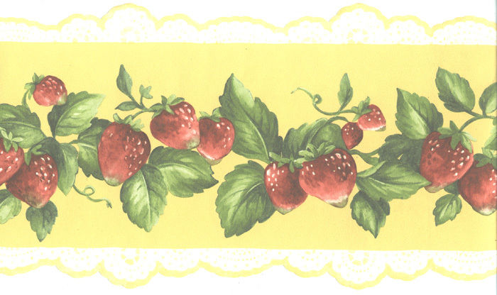 Strawberries Scalloped Yellow Wallpaper Border Kl76974dc
