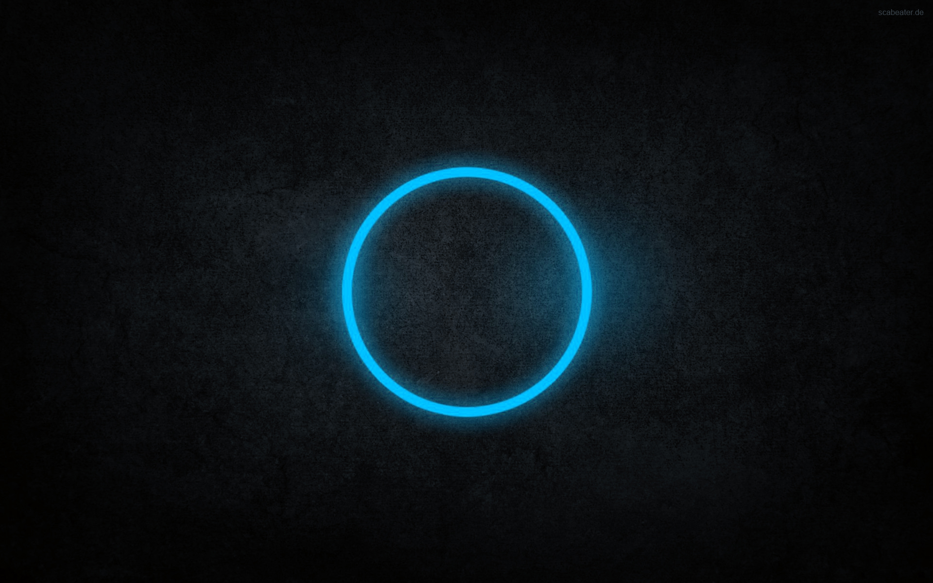 Black Minimalistic Dark Circles Rings Cyan Neon Art HD Wallpaper