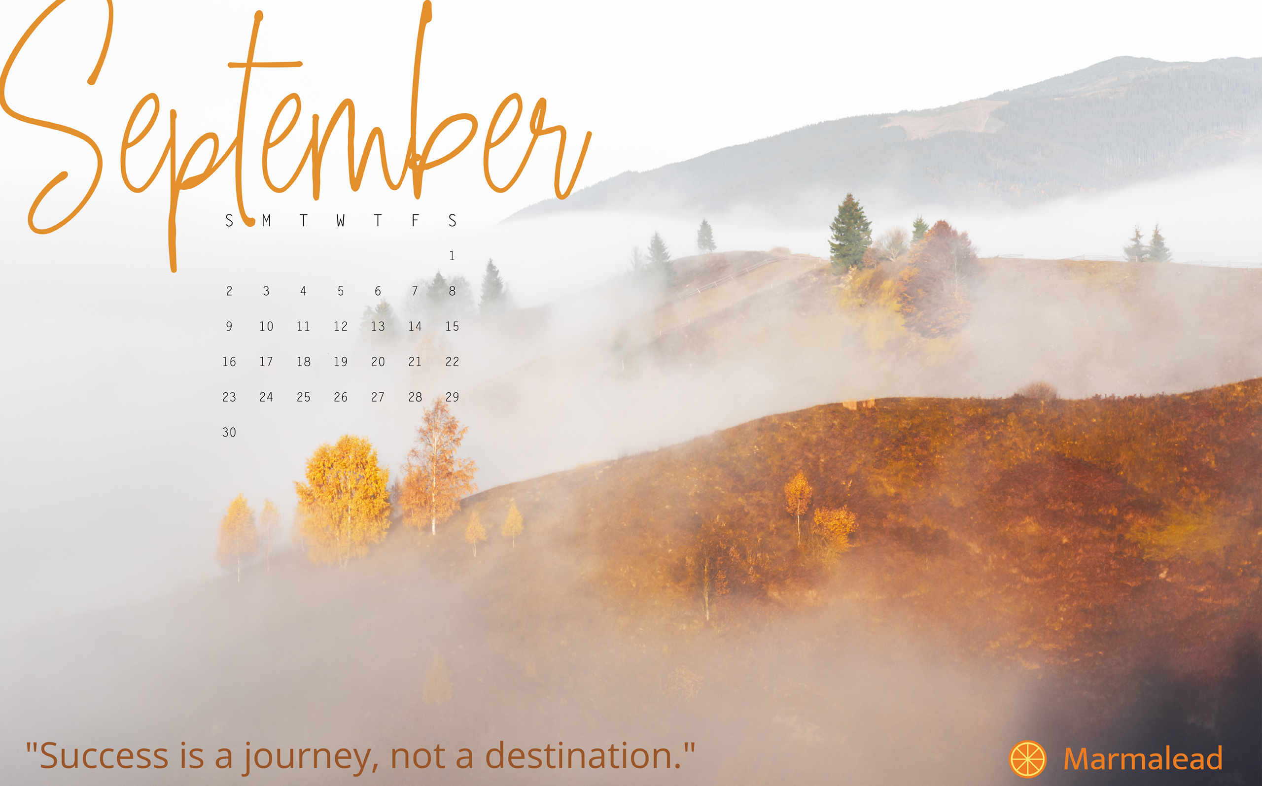 September Desktop Calendar From Marmalead