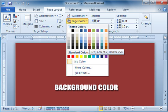 how to change page color in word