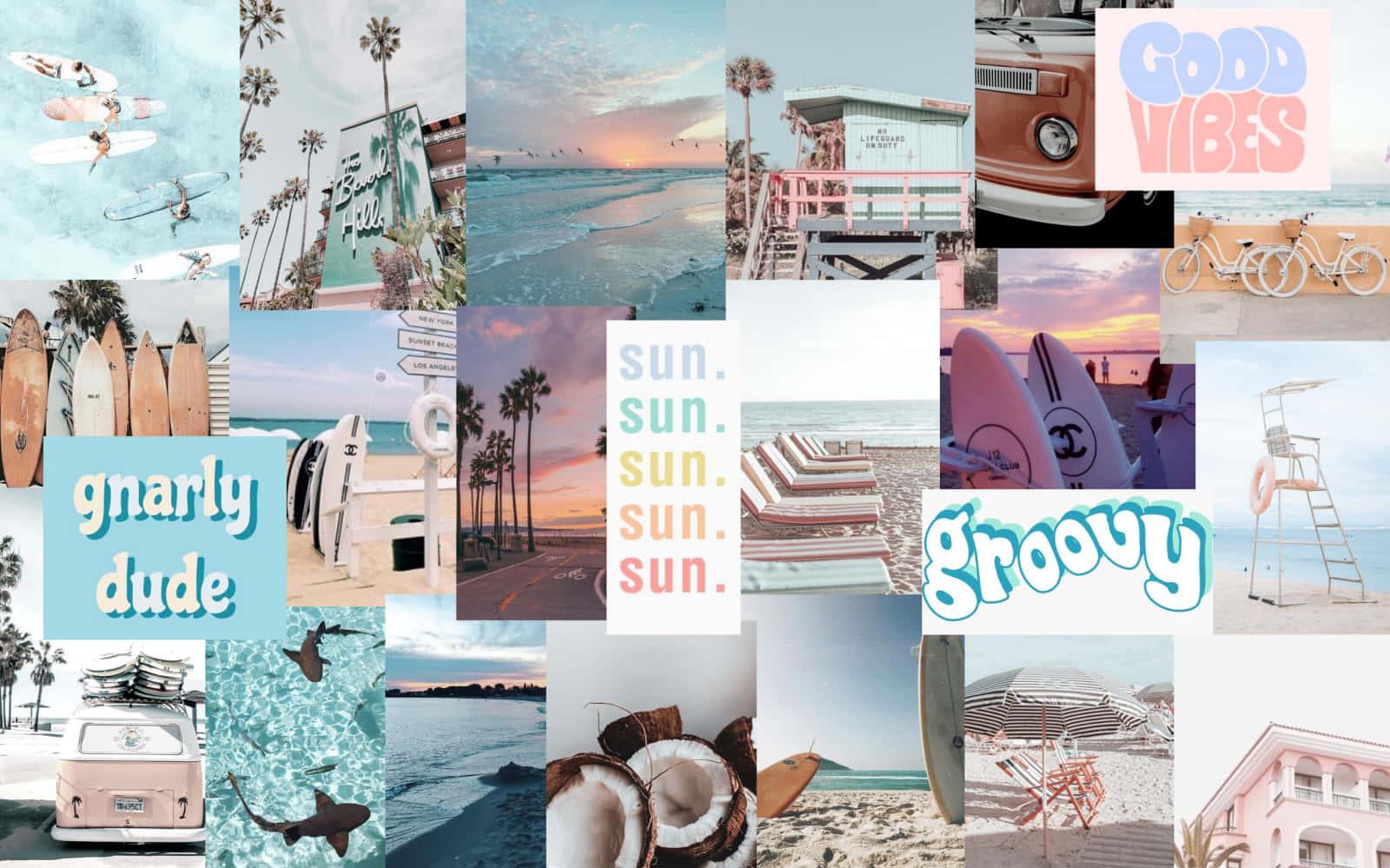 A Collage Of Photos Beach Scenes Wallpaper