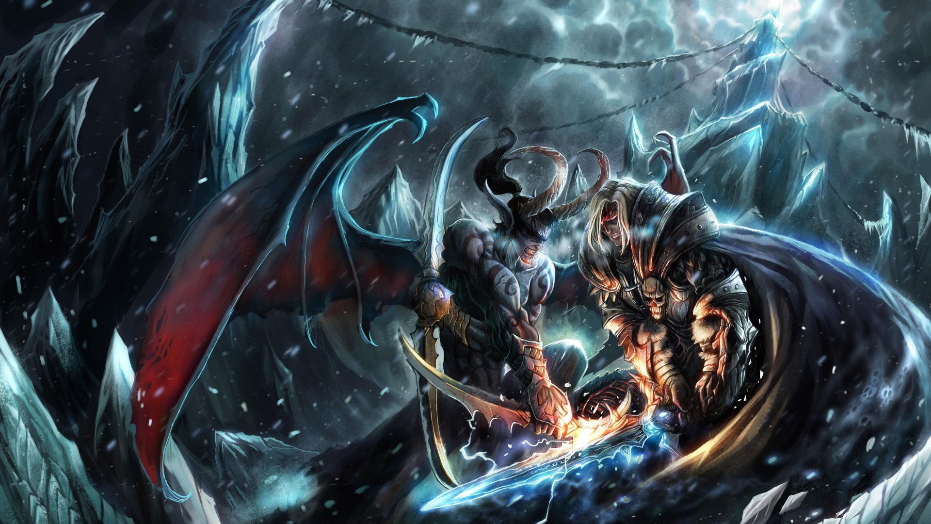 HD Wallpaper Illidan Demon Fight Knight Ice Art Desktop Background