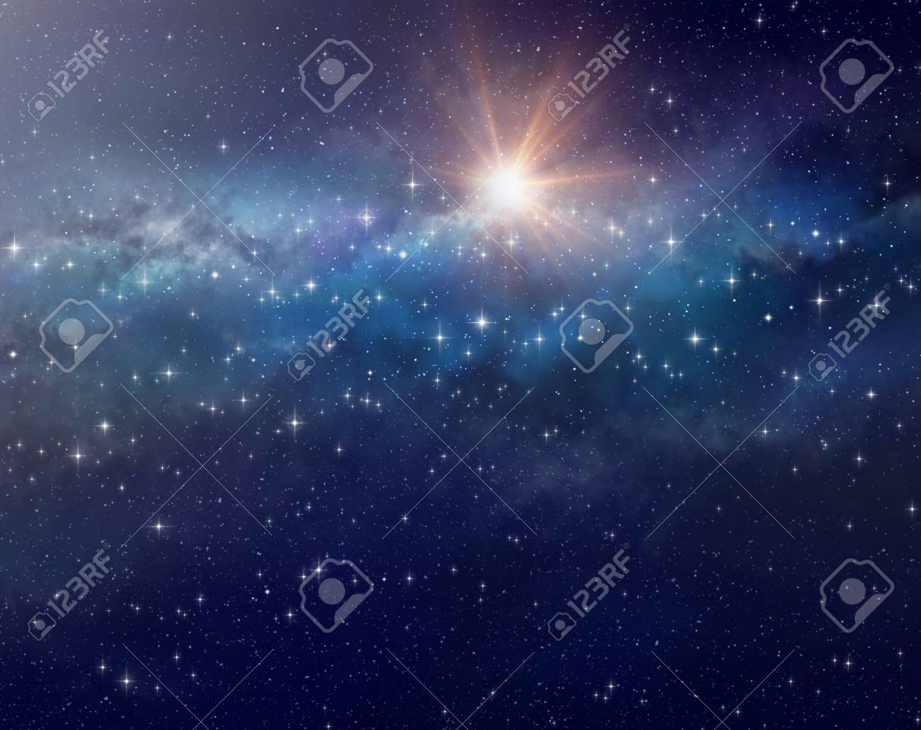 High Definition Galactic Background Bright Light And Stars