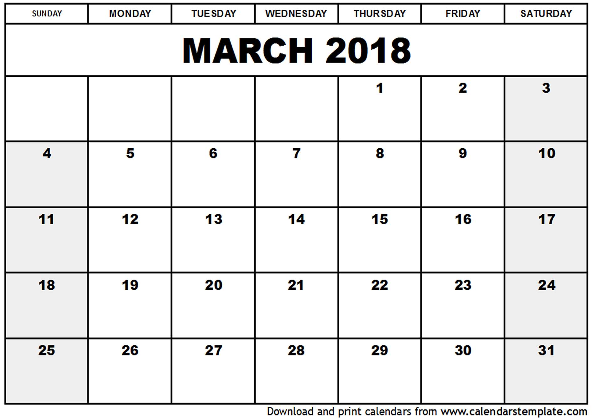 March 2018 Calendar Cute 2018 calendar printable