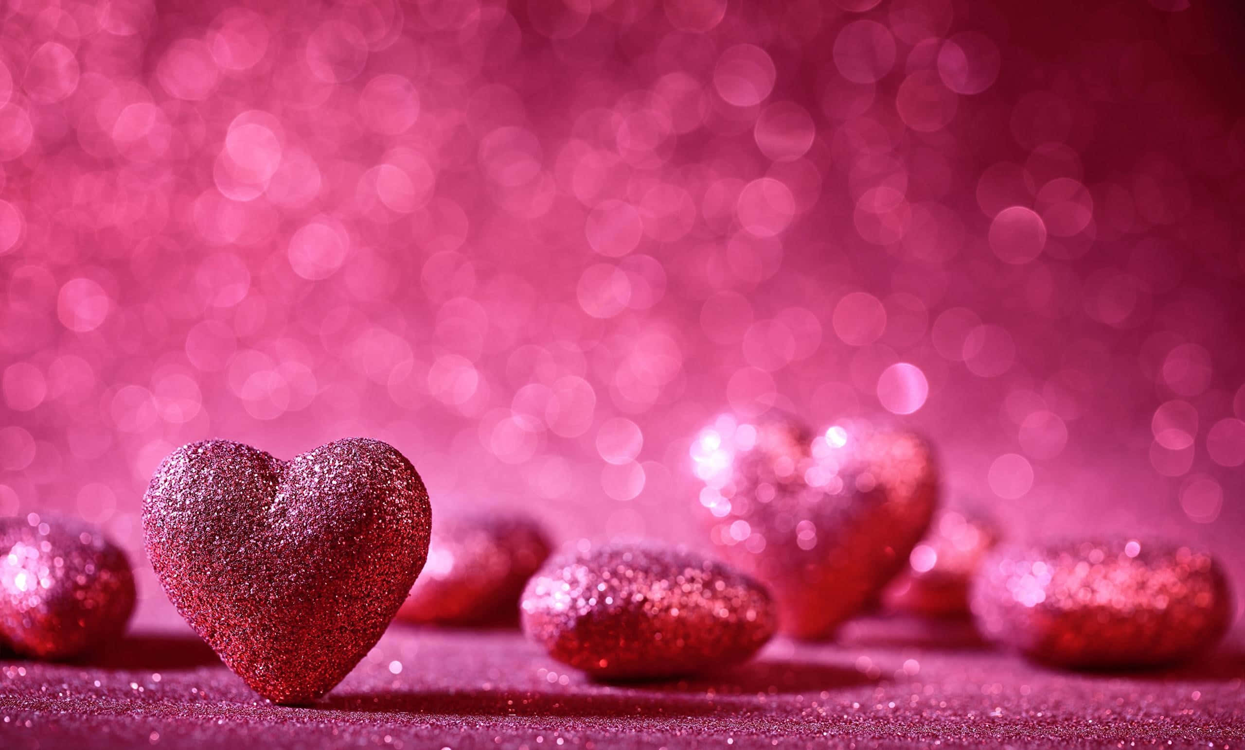 Glitter Pink Hearts Wallpaper