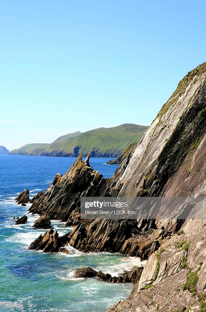 Cliff At Slea Head With The Blasket Islands In The Background Slea
