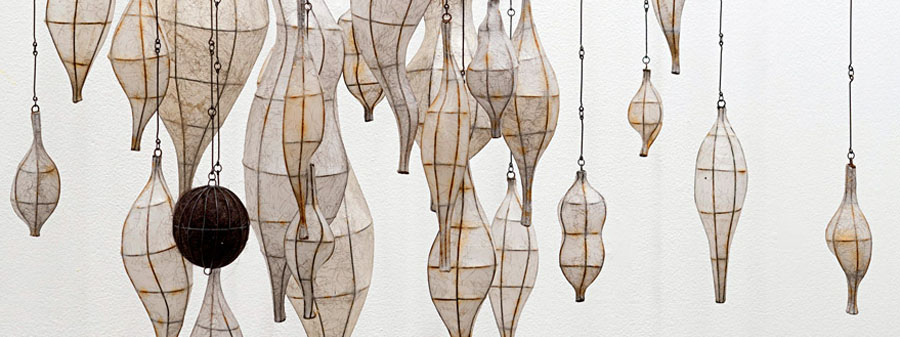 hanging with paper 2 by christine clark steel wire and handmade paper 900x337