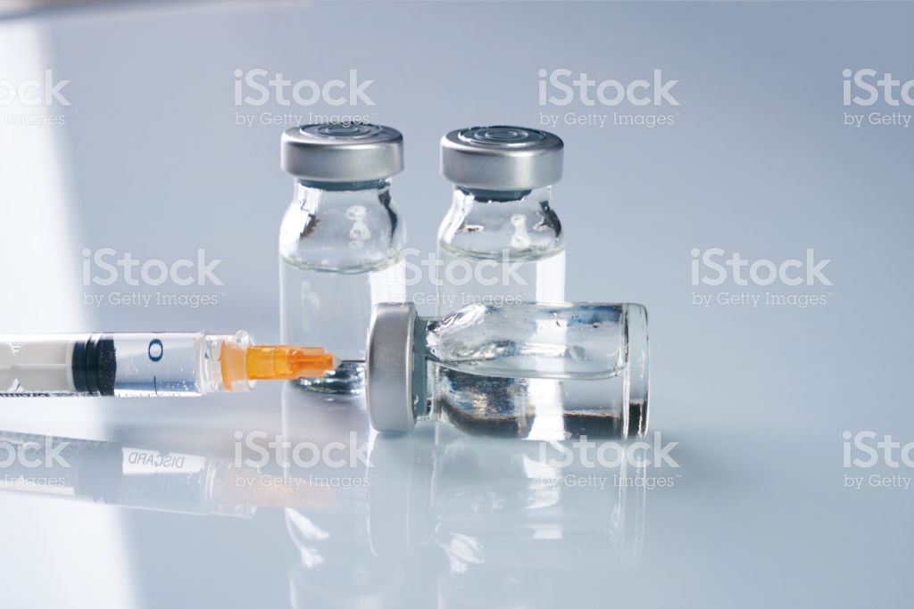 Medical Ampoules Infusion And Syringe With Injection Isolated On