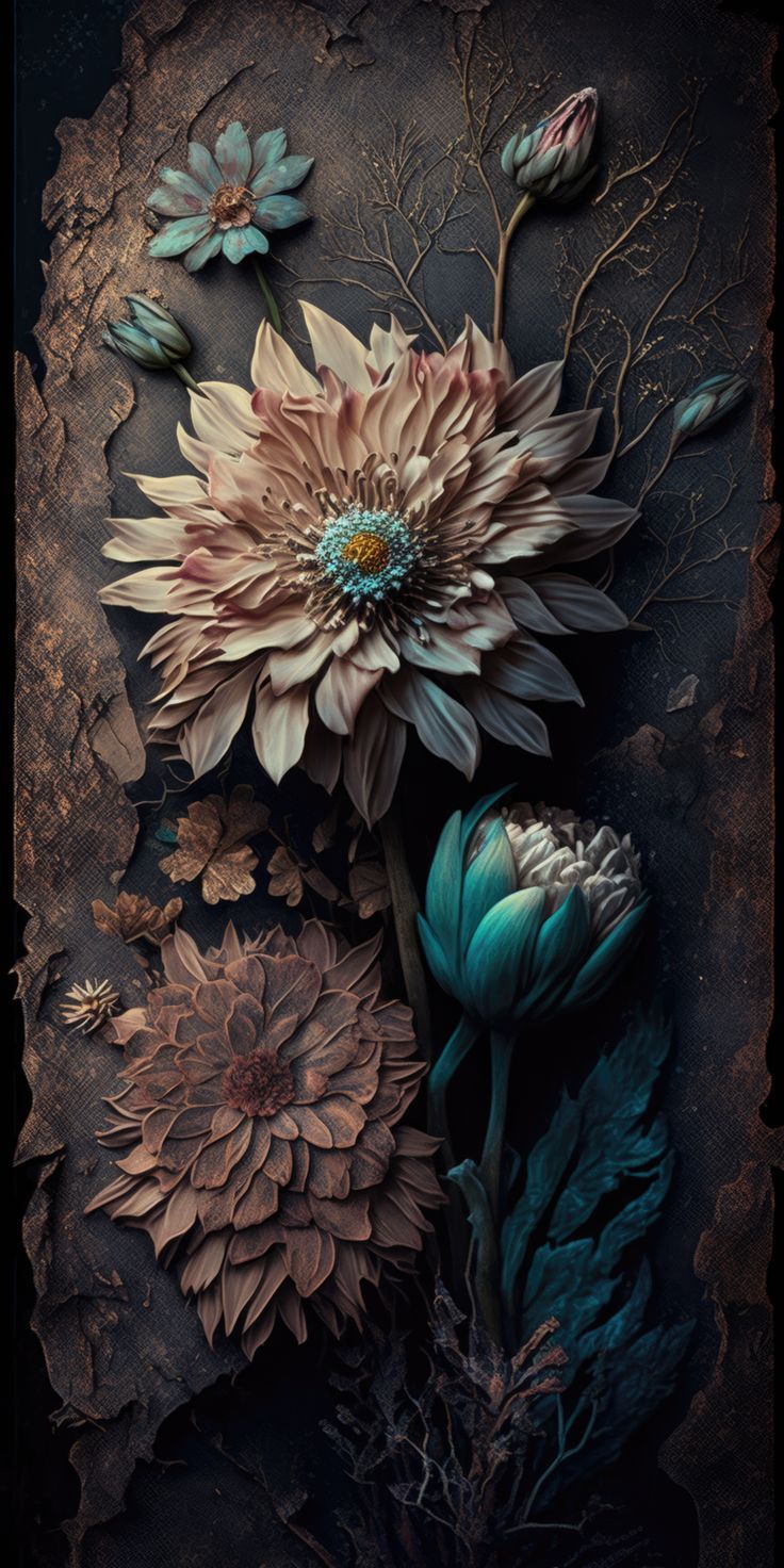 Dark Cottagecore Floral Phone Wallpaper