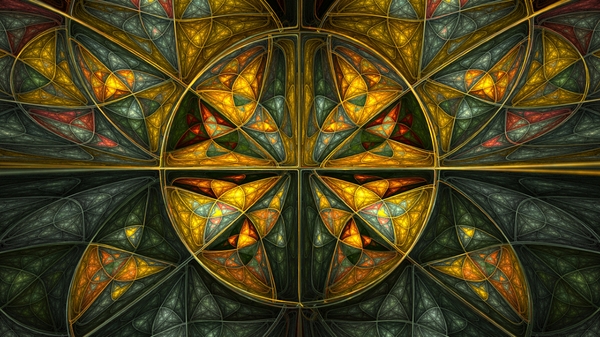 Stained Glass Fractal Colorful Wallpaper Desktop