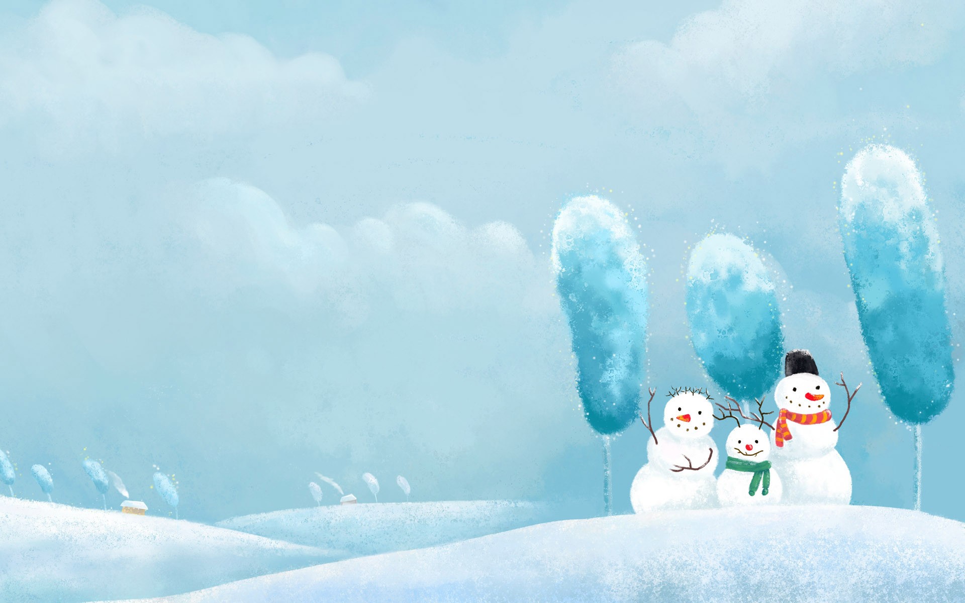 Winter Snowman Screensavers Wallpaper HD Background