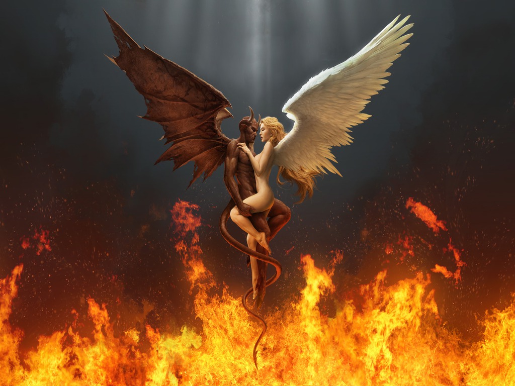 Angel Devil In The Fire Wallpaper Widescreen HD