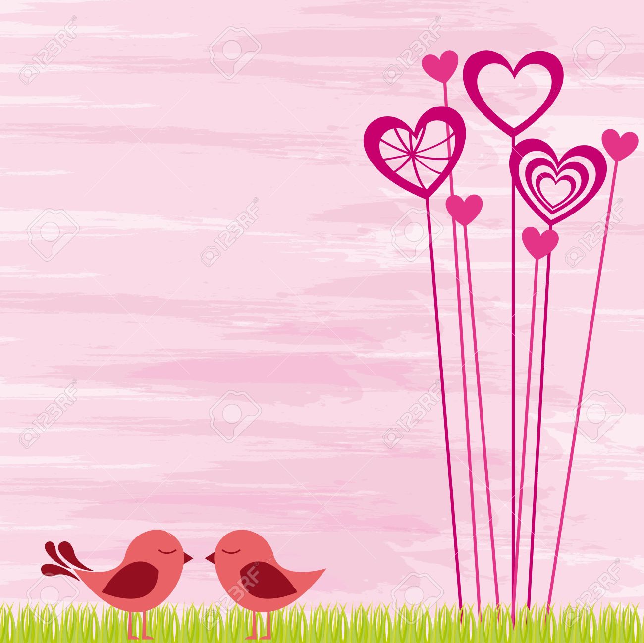 Loving Birds On Pink Background Vector Illustration Royalty Free