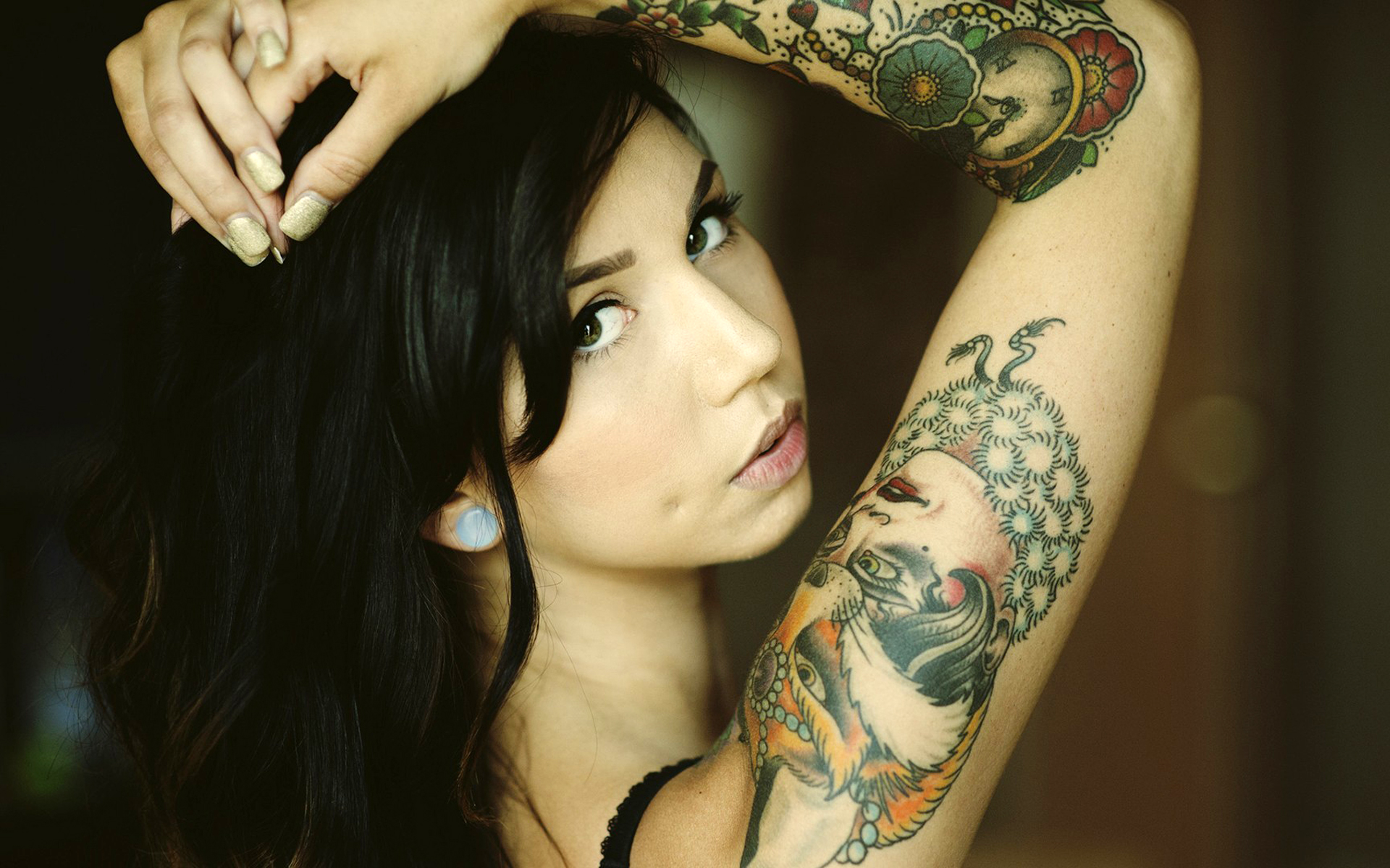 Girl Clock Tattoo HD Wallpaper