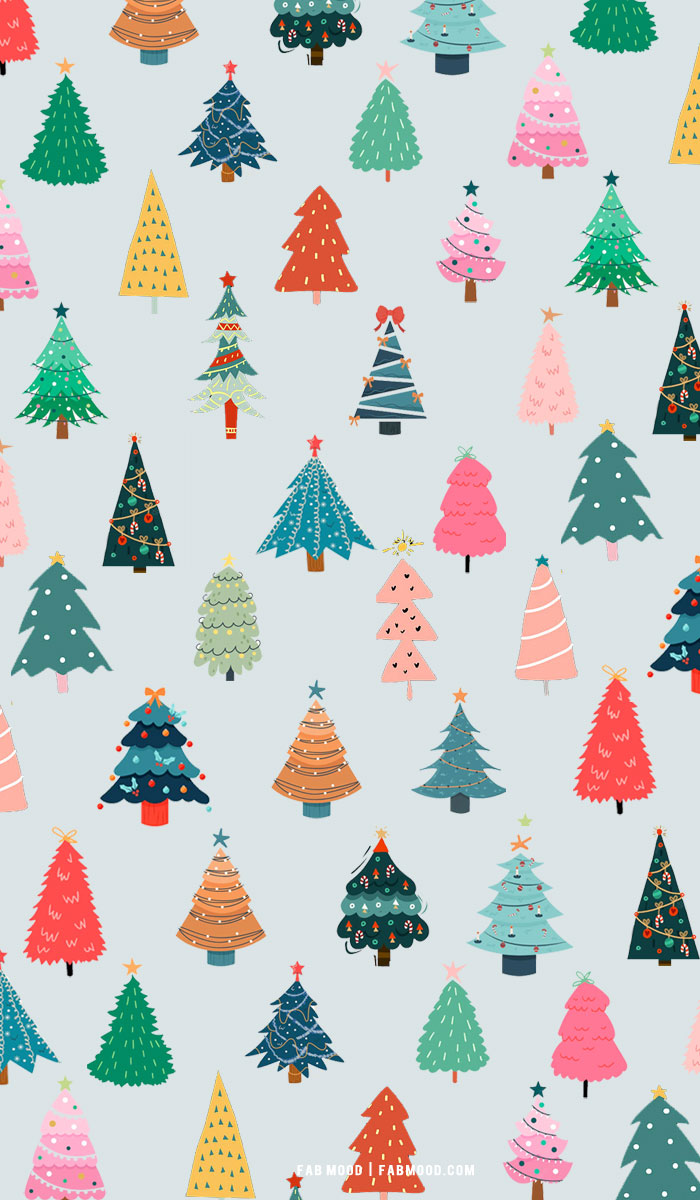 40+ Preppy Christmas Wallpaper Ideas : Santa Bag + Christmas Tree