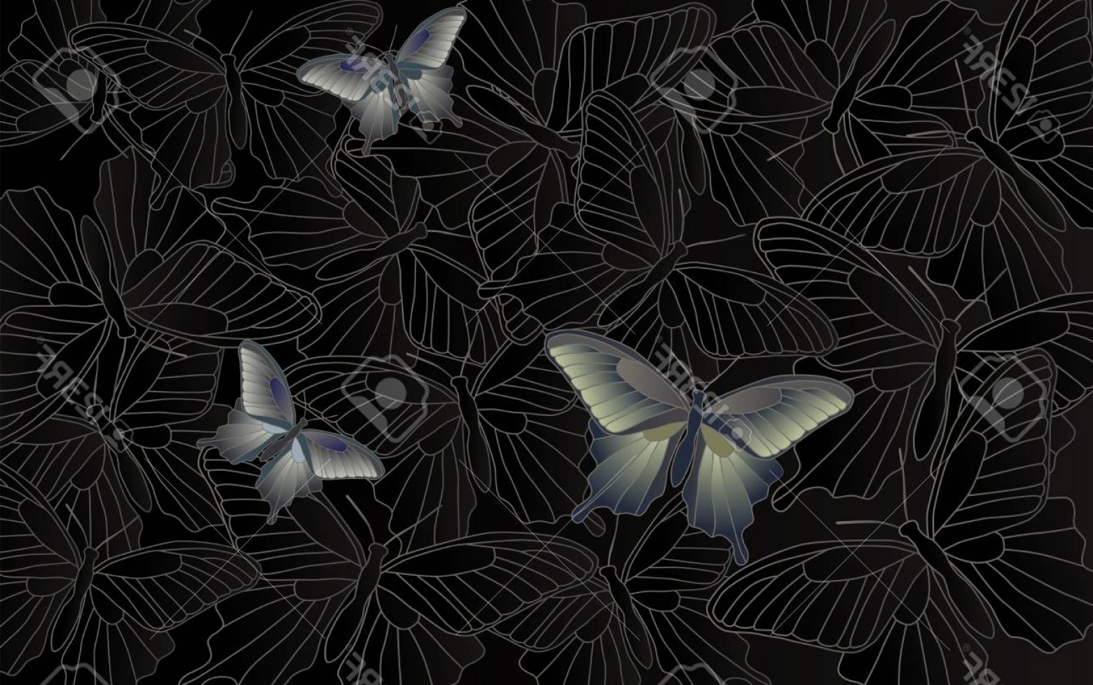 Photostock Vector Desktop Wallpaper Background With Butterflies