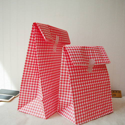 Romanticpink Red And White Gingham Check Paper Bags 10ea Html
