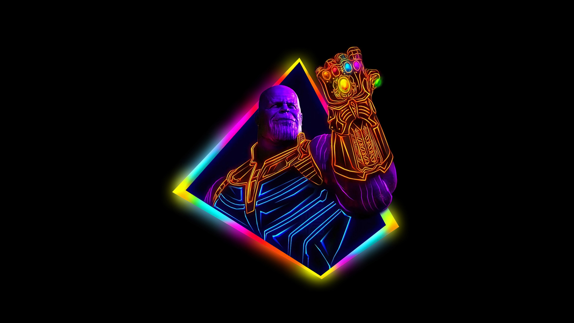 Thanos Avengers Infinity War Neon Art Wallpaper HD