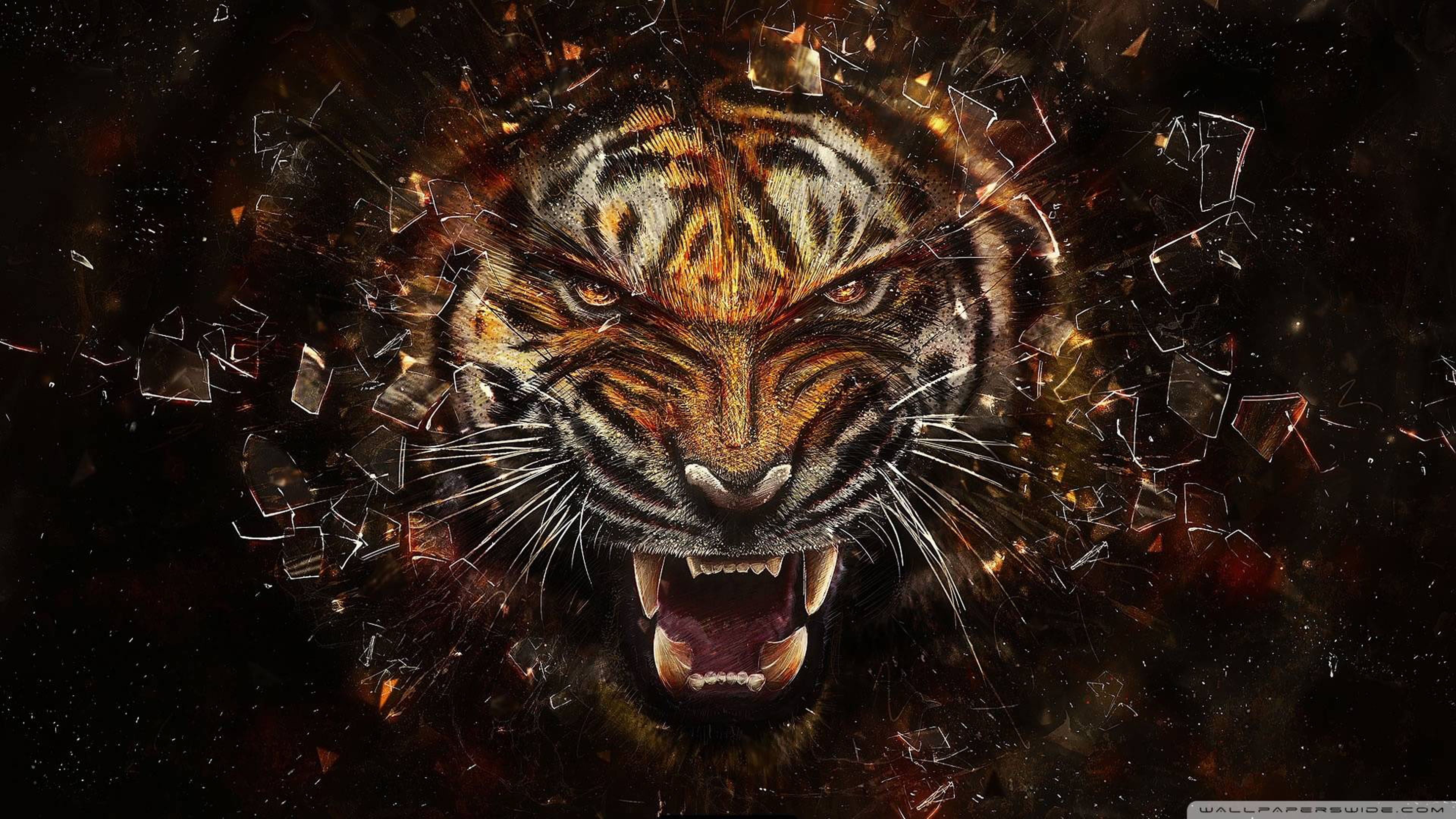 Roaring Tiger Ultra HD 4k Wallpaper Abstract Artwork