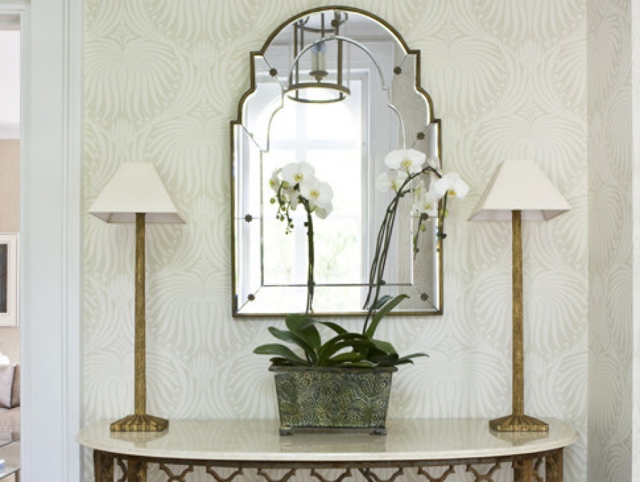 This Subtle Pattern And Color Make An Ordinary Foyer Extraordinary