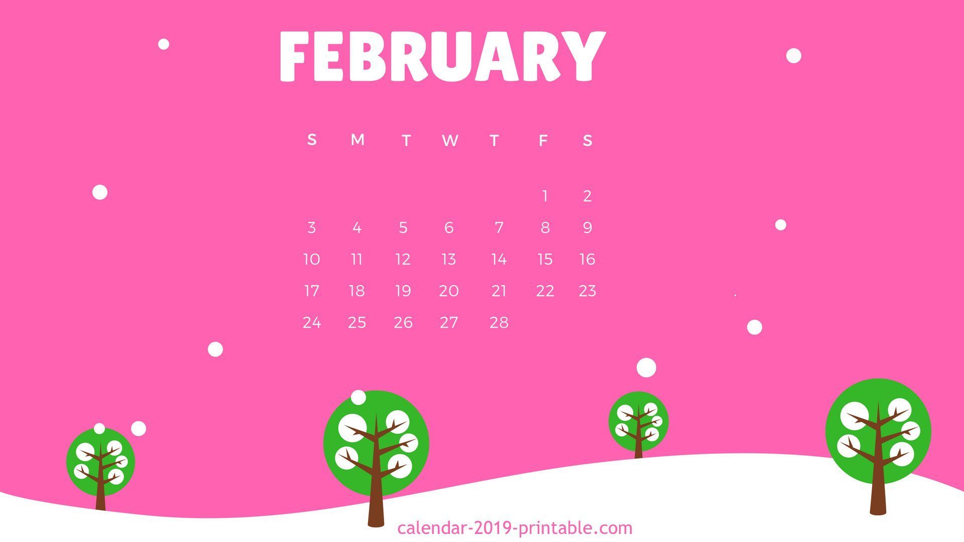 February Calendar Desktop Wallpaper 2019february