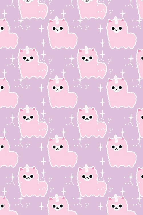 Kawaii Alpaca Pastel iPhone Wallpaper Photo