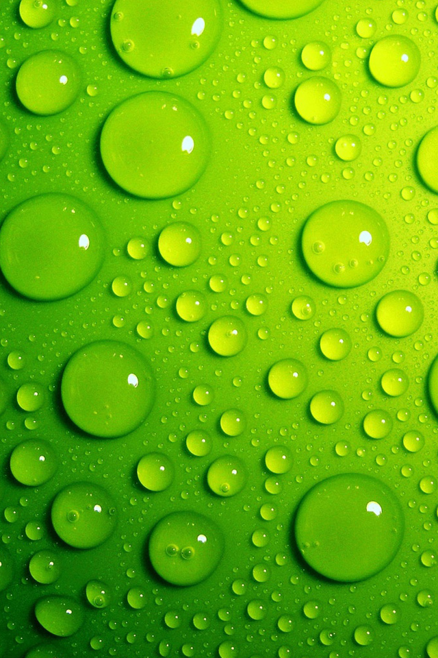 Green Water Drops iPhone Wallpaper