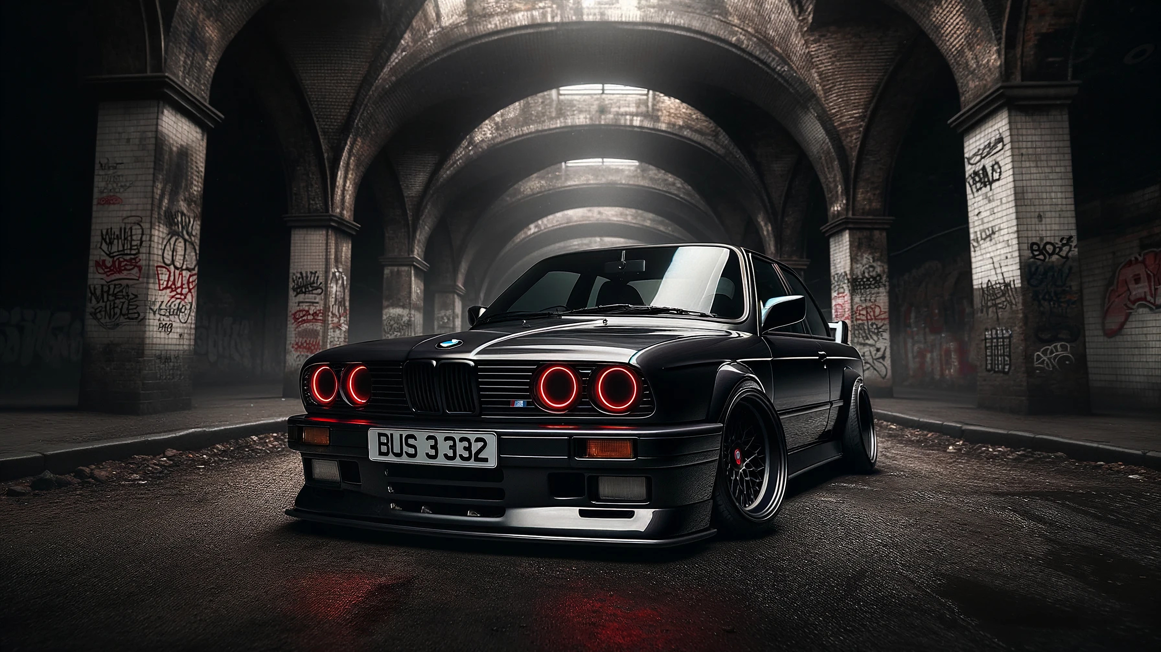 Bmw E30 With Red Angel Eyes R Dalle