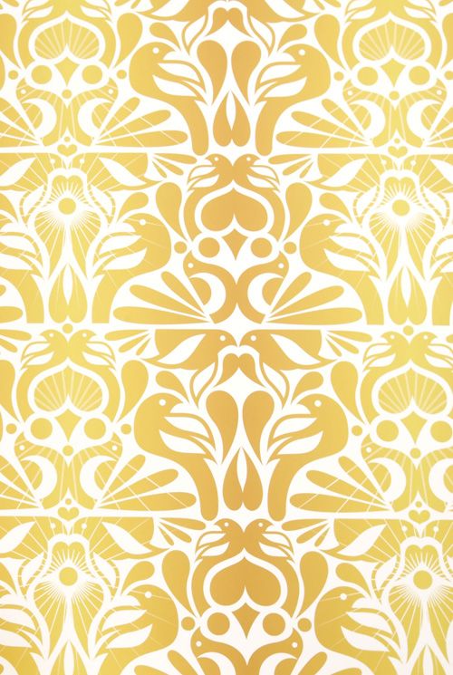 Kreme Life wallpaper yellow birds Pattern Pinterest