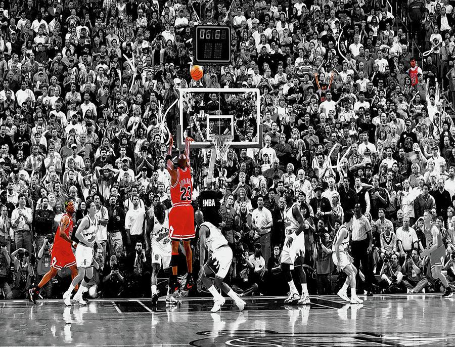 Michael Jordan The Last Shot 1b Mixed Media by Brian Reaves   Pixels