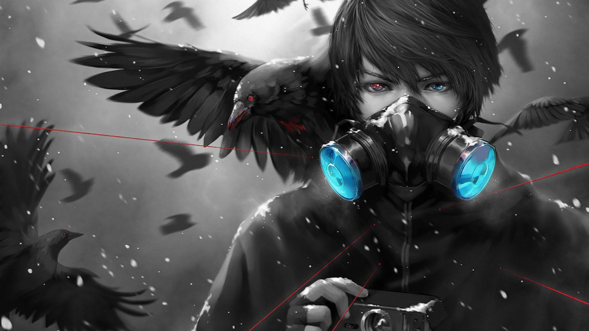 Desktop Wallpaper Anime Boy Dark Mask Crows Art Hd Image