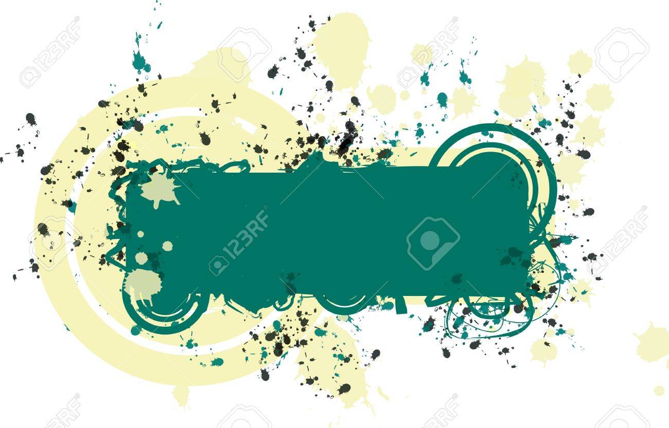 An Inkblot Background For A Name Tag In Green And Yellow Stock