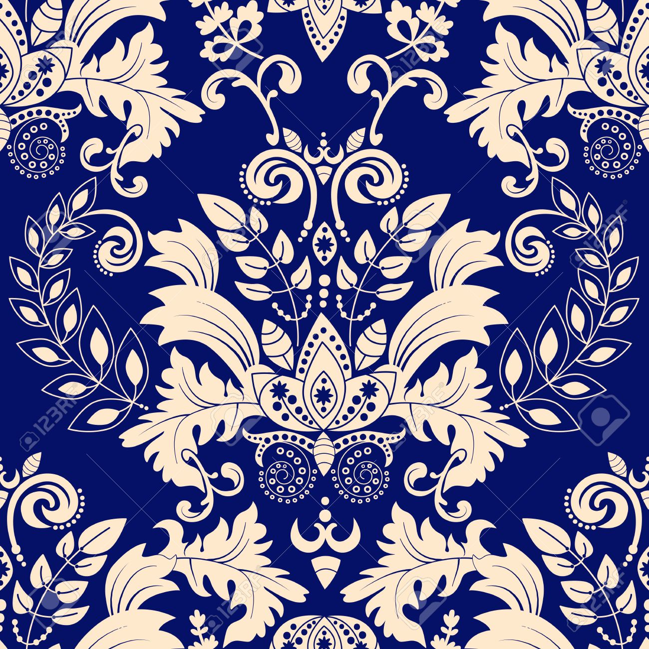 Free download Vector Seamless Damask Pattern Colorful Rococo Background ...