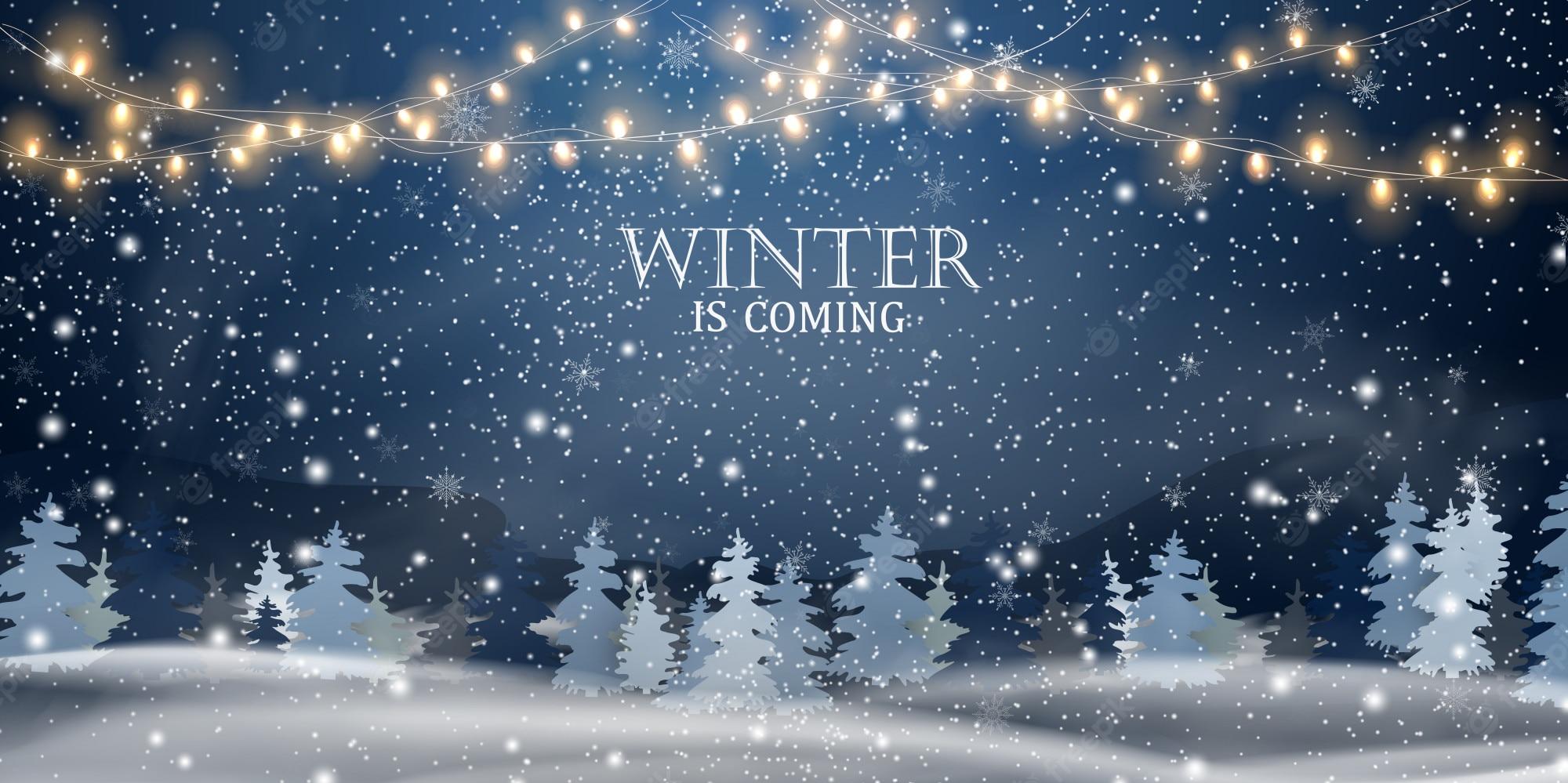 Premium Vector Winter Is Ing Christmas Night Snowy
