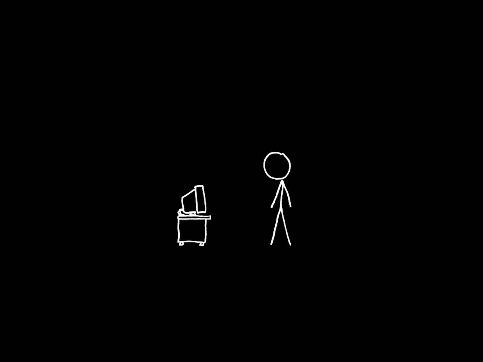 Solid Black 4k Stick Figure With Puter Wallpaper