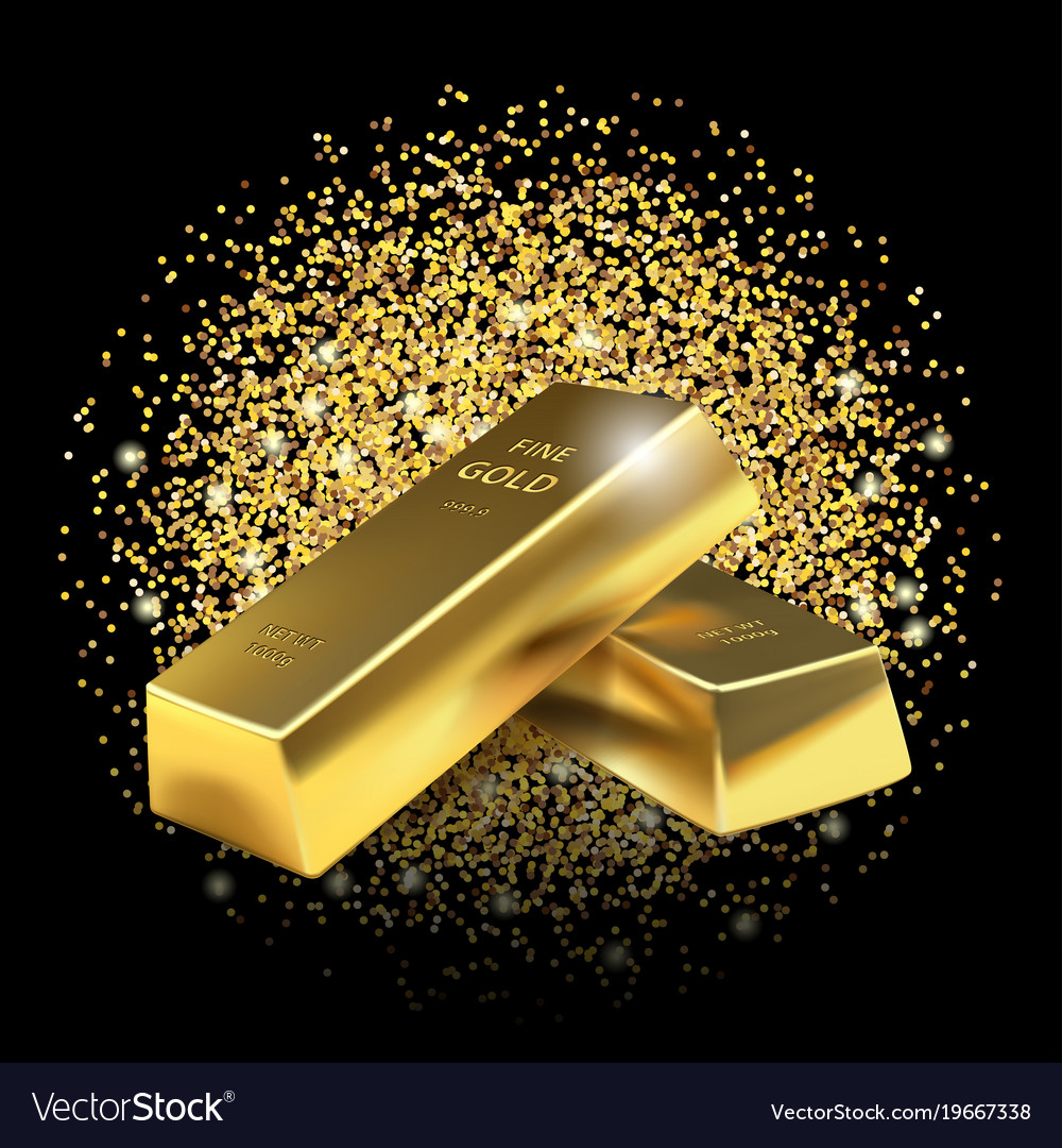 Gold Bars On Glitter Dust Background Royalty Vector
