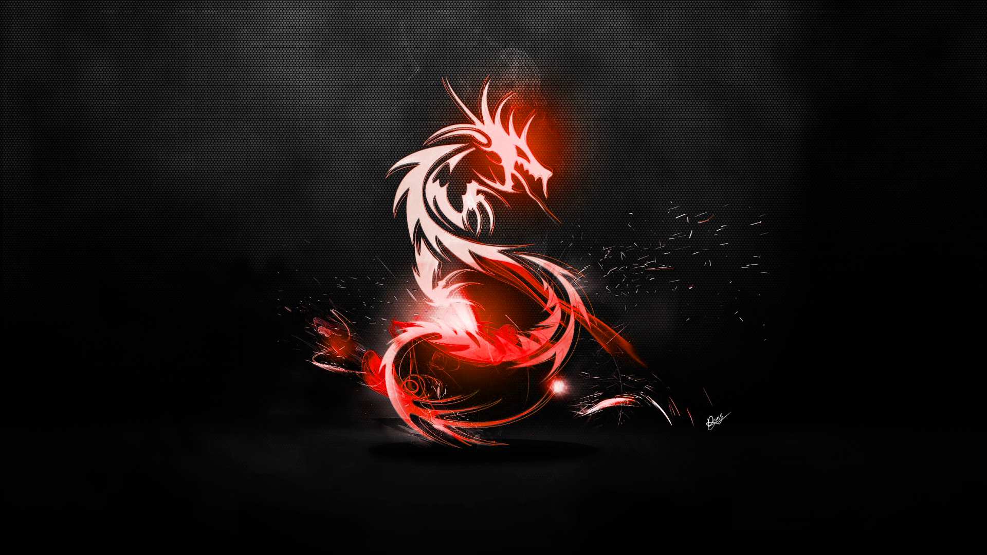 Abstract Dragon Wallpaper Red Carbon Fibre Black By