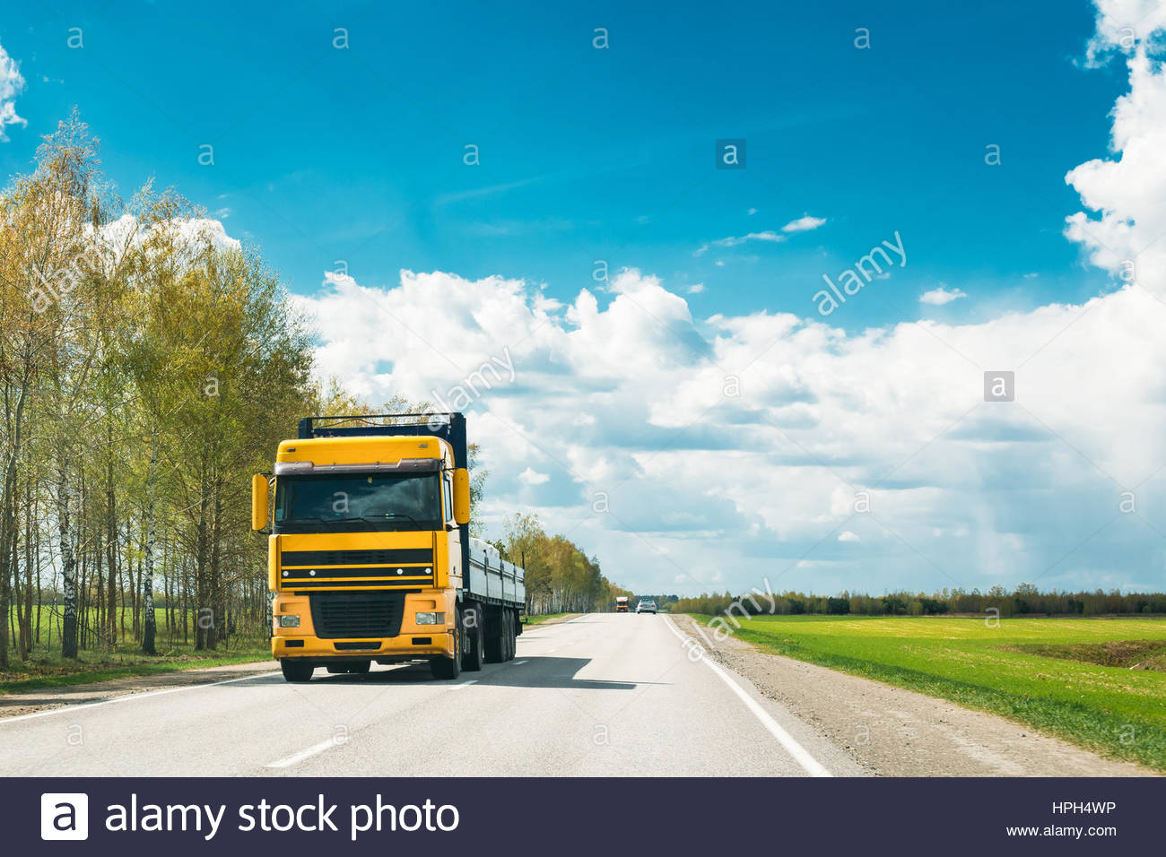 Truck In Motion On Country Road Cars Way Europe